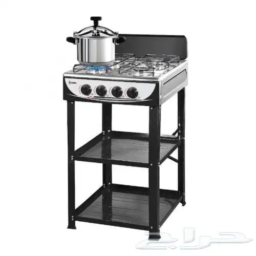 موقد 4 عين مع رفوف الون الأسود مميزات موقد غاز مع الرف ارب 0