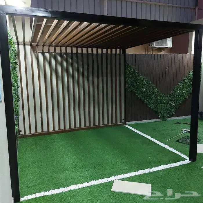 تنسيق حدائق وتصميم مظلات وجلسات وتركيب تكسيات خار وتيل طبيعي 3