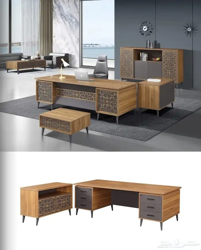 مكتب مدير إدارة اثاث المكتبي فخم و مودرن تركي و صيني طقم 7