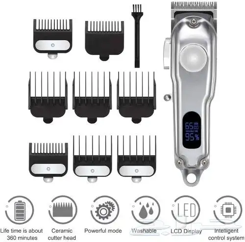 ماكينة حلاقة شعر كهربائية احترافية احترافية للرجال مع شاشة L 0