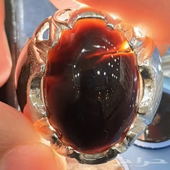 خاتم عقيق يماني اسود كابشون 5