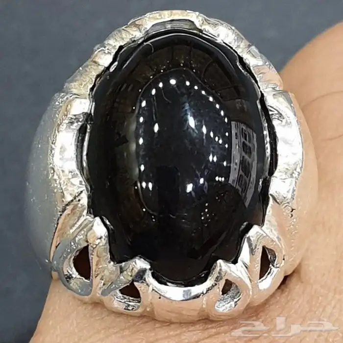 خاتم عقيق يماني اسود كابشون 2