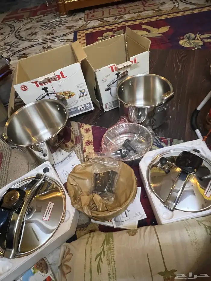 طقم قدور ضغط 6 و8 تيفال فرنسي أصلي جديدة بكراتينها لم تستخدم 1