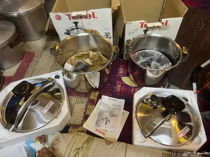 طقم قدور ضغط 6 و8 تيفال فرنسي أصلي جديدة بكراتينها لم تستخدم 3