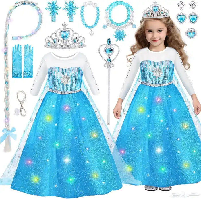 ملابس فروزن للاطفال - فستان فروزن للبنات مع عدة اكسسوارات 0