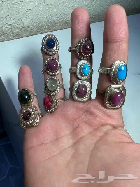 خواتم فضة بلورية معالجة 0