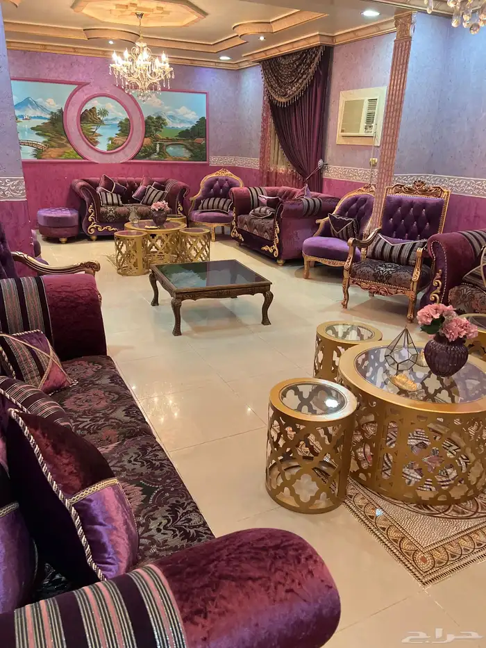 طقم كنب 12 قطعة كبير مع طاولاته مع الستائر 8