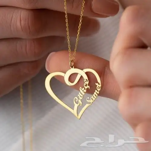 سلاسل ب الاسم داخل قلب مطلي ذهب عيار 21 5