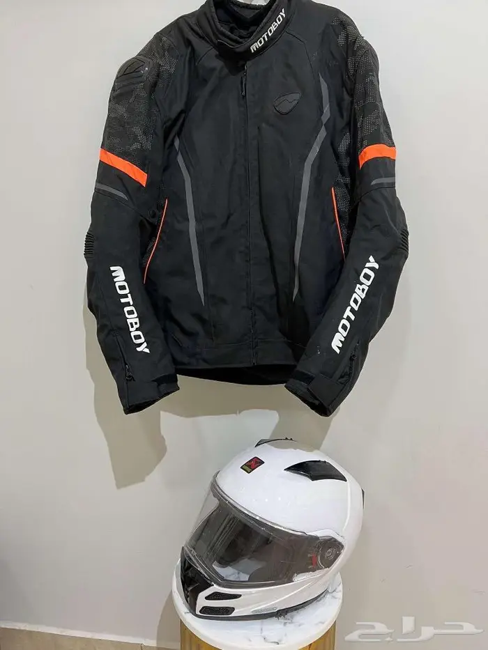 جاكيت MOTOBOY اسود بطانة شتوي خوذه Ls2 0