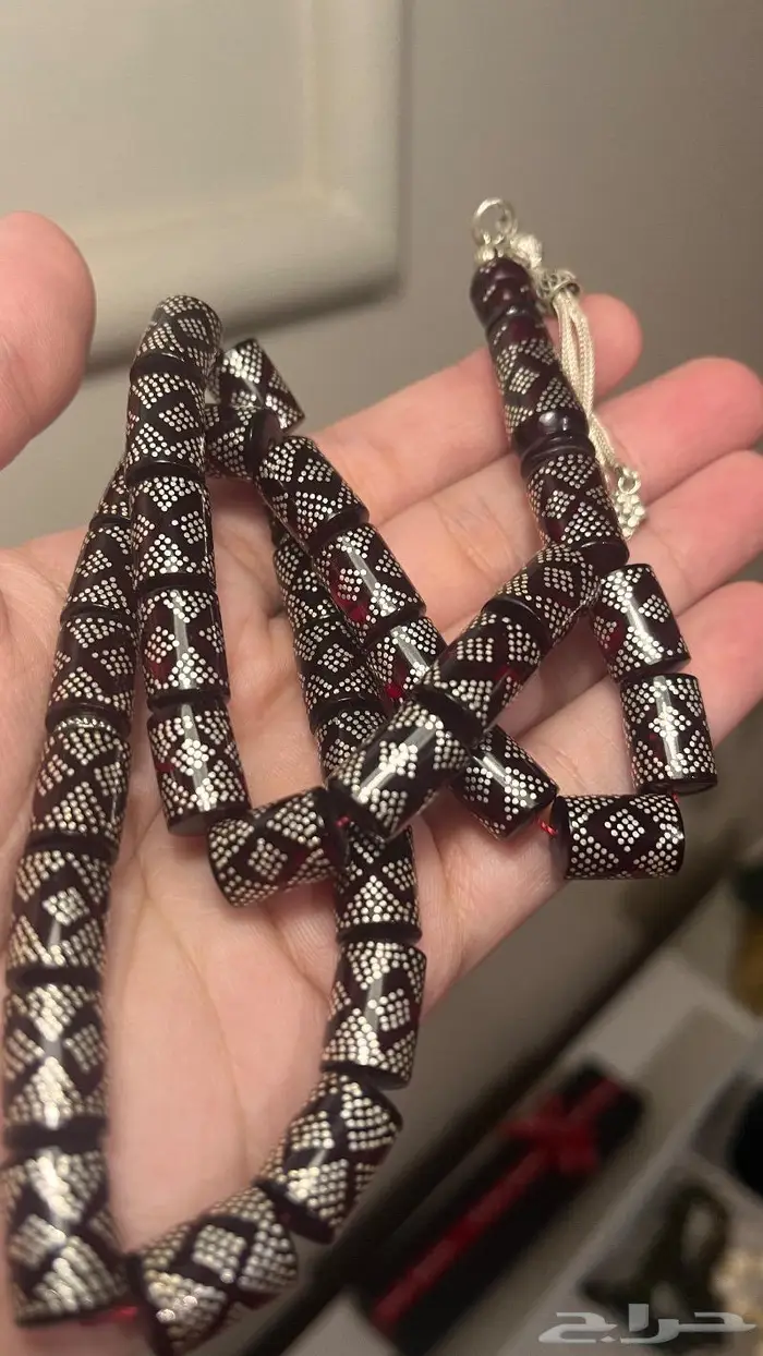 كهرمان احمر طبيعي بالفضة 6