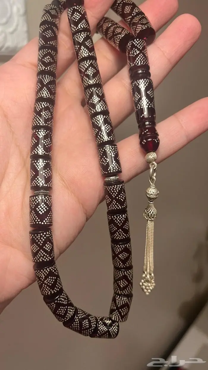 كهرمان احمر طبيعي بالفضة 10