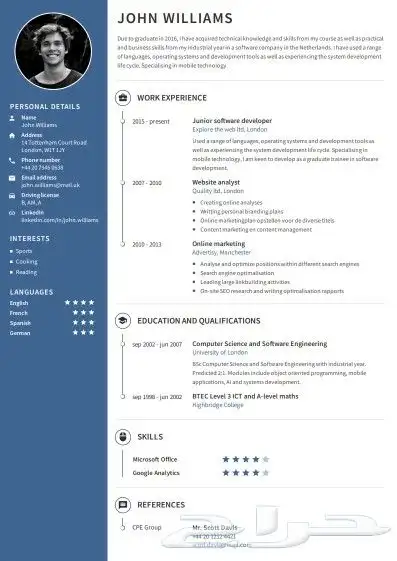 سيرة ذاتية cv  خدمات طلابية 2
