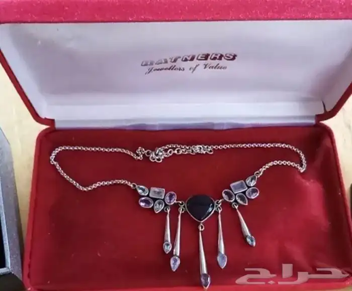 عقد قلادة فضة  استرليني بمجموعة مختلفة من الأحجار الكريمة 1