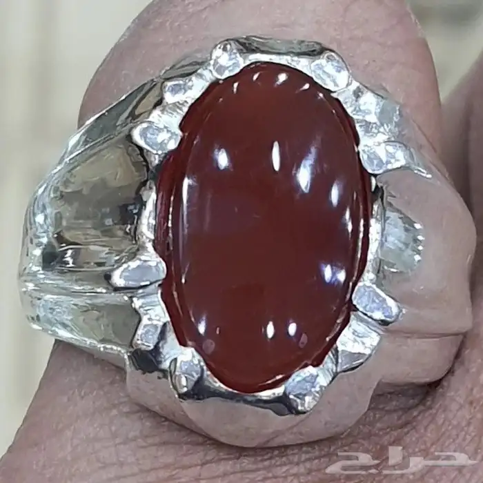 خاتم عقيق يماني كرزي دموي 0