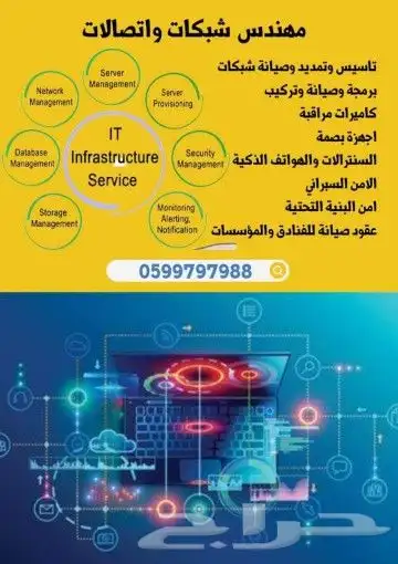 مهندس شبكات واتصالات IT شبكات كاميرات سنترال بصمة سيرفرات 5
