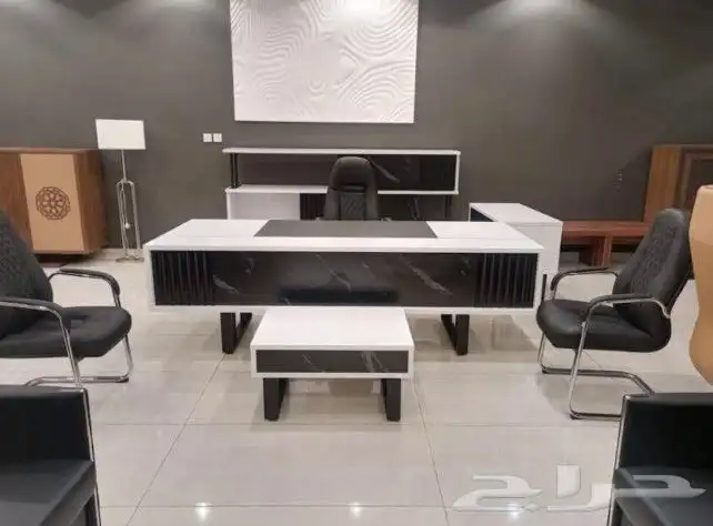 مودرن مكتب سكرتارية ابيض فخم طاولة اجتماع محطة العمل كونتر 44