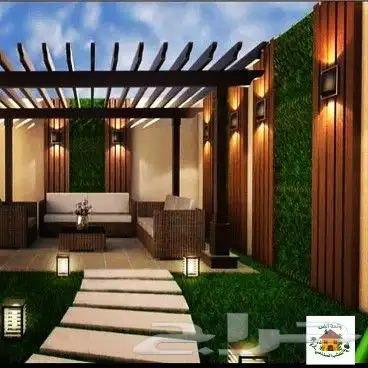 تنسيق حدائق وتصميم مظلات وجلسات وتركيب تكسيات خار وتيل طبيعي 7