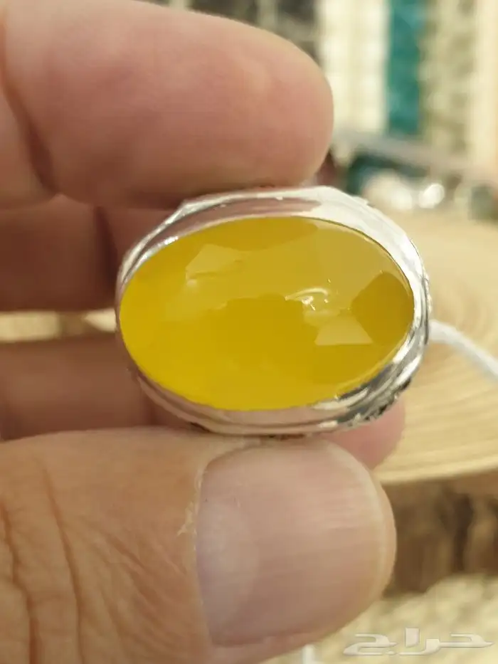 خاتم عقيق يماني اصفر شرف الشمس 16
