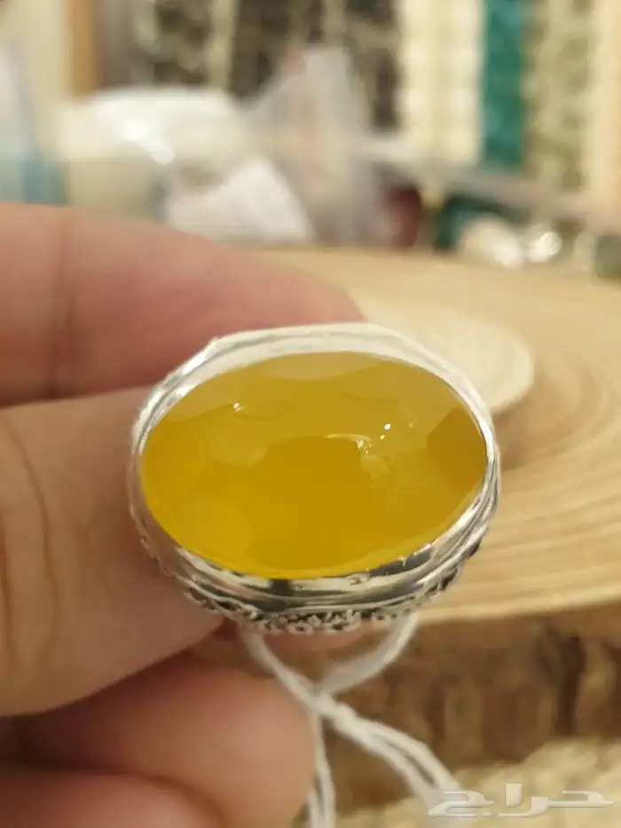 خاتم عقيق يماني اصفر شرف الشمس 11