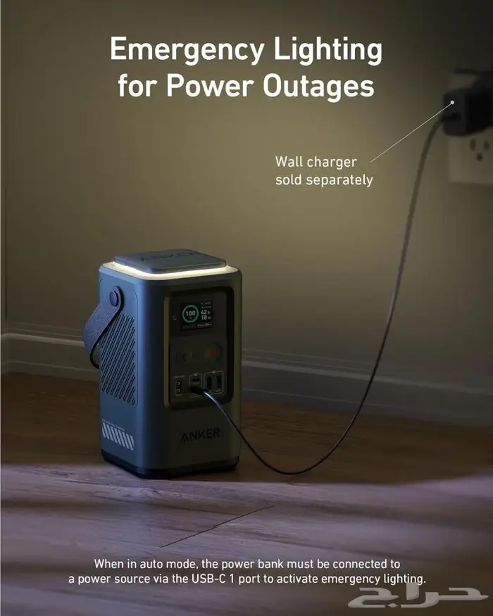 باور بانك انكر 60 ألف للبر والتخييم مع إنارة وشاشة 2