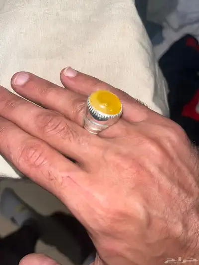 خاتم كهرمان بولندي شغل يدوي فضة 950 وزنه 15 g 2