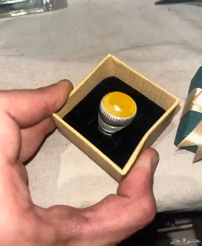 خاتم كهرمان بولندي شغل يدوي فضة 950 وزنه 15 g 0