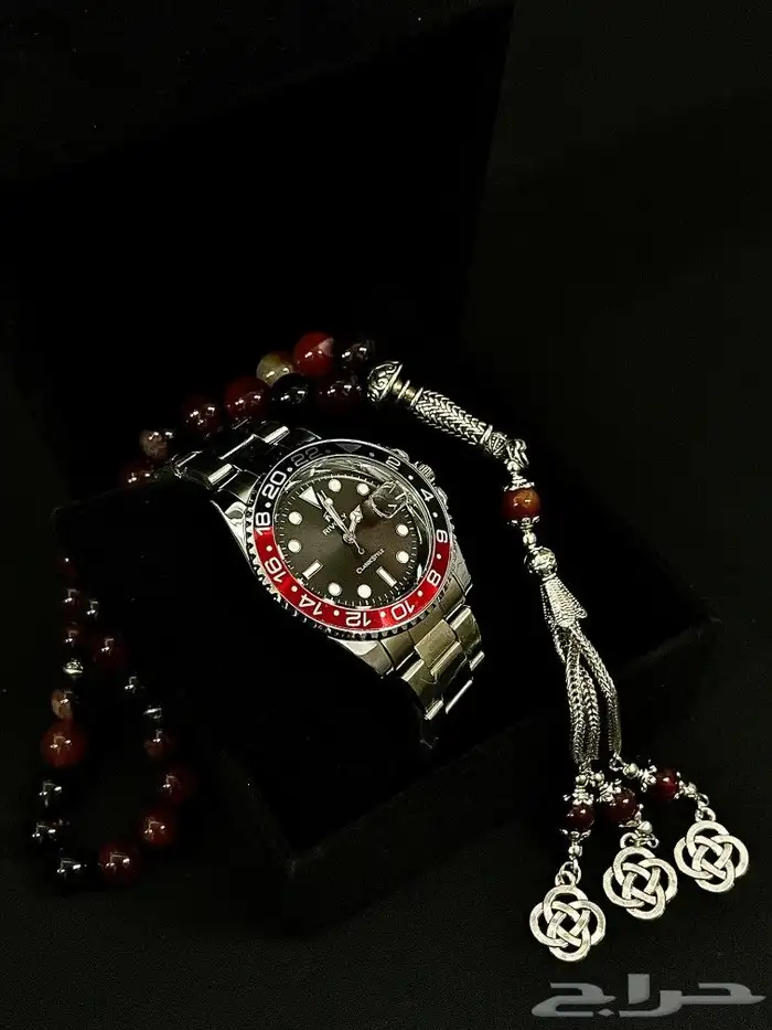 ساعات رجالي مع سبح عقيق 7