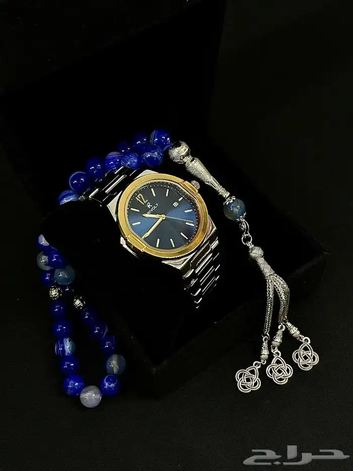 ساعات رجالي مع سبح عقيق 9