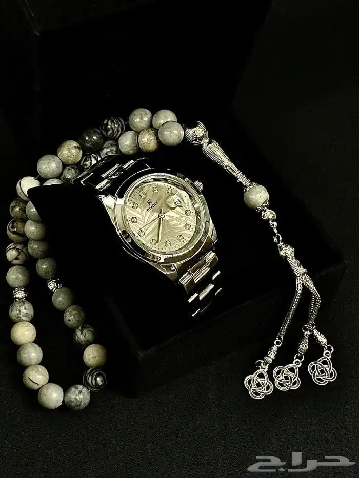 ساعات رجالي مع سبح عقيق 1