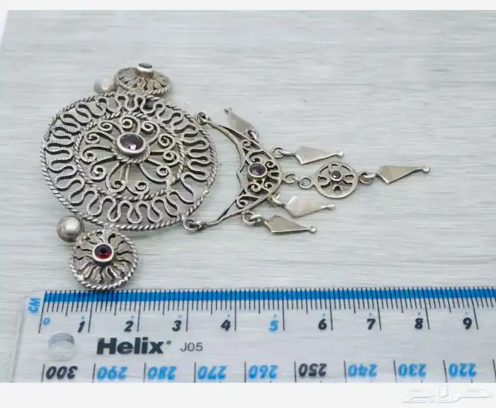 بروش دبوس فضة مختومة بحجر عقيق الغارنيت 4