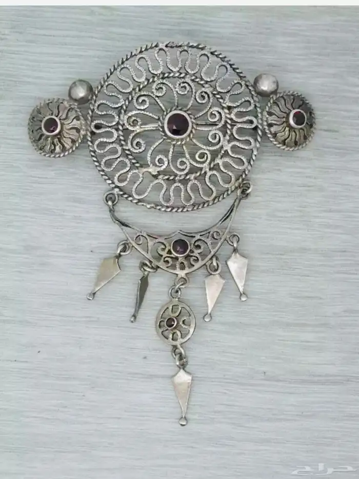 بروش دبوس فضة مختومة بحجر عقيق الغارنيت 1