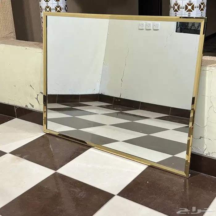 مراية بإطار ذهبي 130 90 سم 0