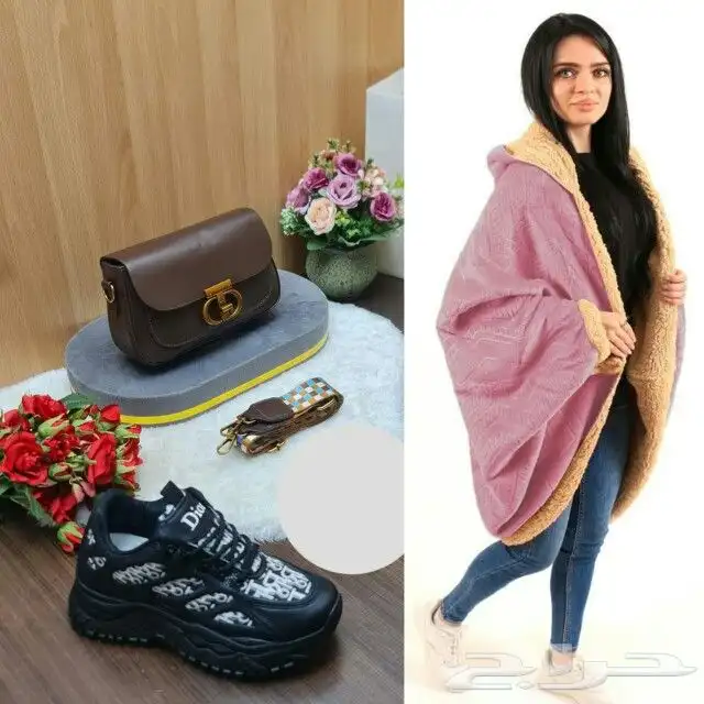 شال فرو تشوي فخم وراقي مع شنط نسائي فخمه وشوز بشكل راقي مرره 5