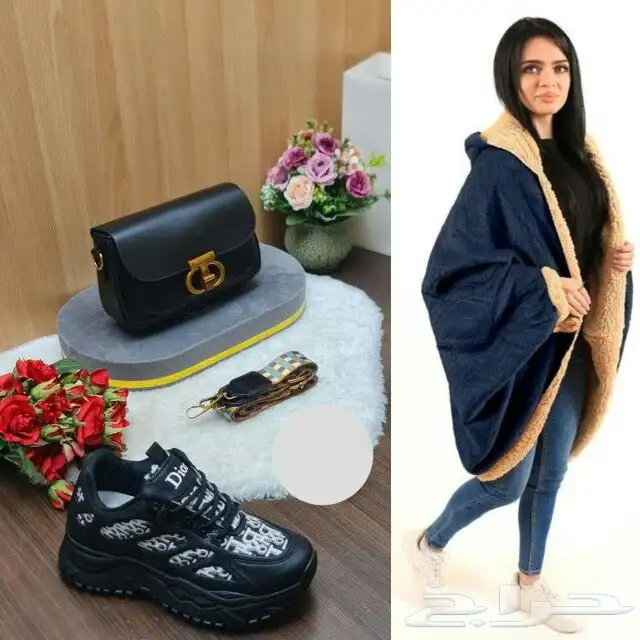 شال فرو تشوي فخم وراقي مع شنط نسائي فخمه وشوز بشكل راقي مرره 1
