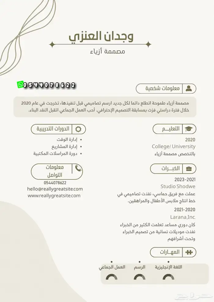 تصميم سيرة ذاتية احترافية cv 3