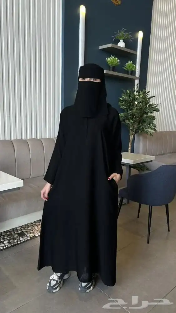 عبايه ساده   خمار   نقاب إسلامي حرير 1