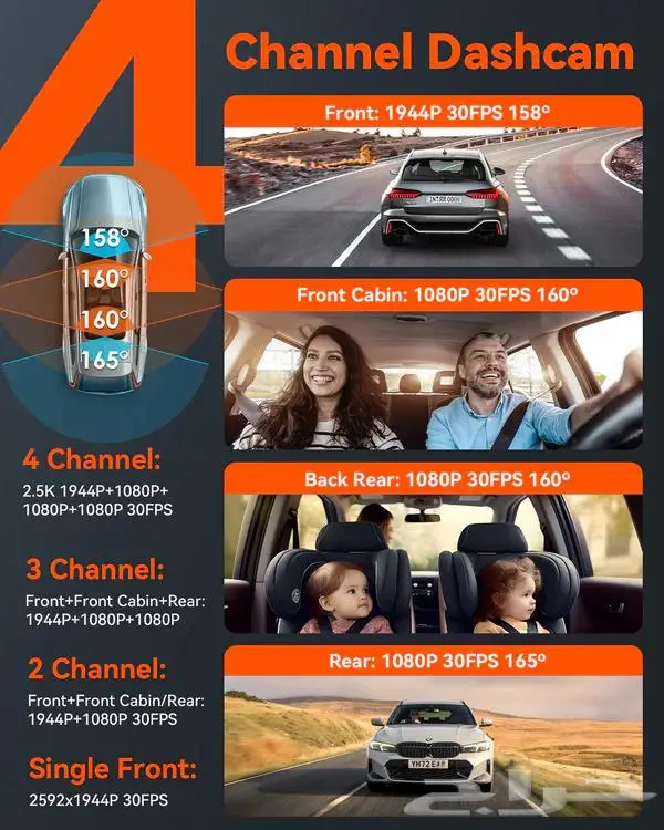 داش كام فانترو تصوير أمامي خلفي داخلي Vantrue N5 4-CH 4K 1