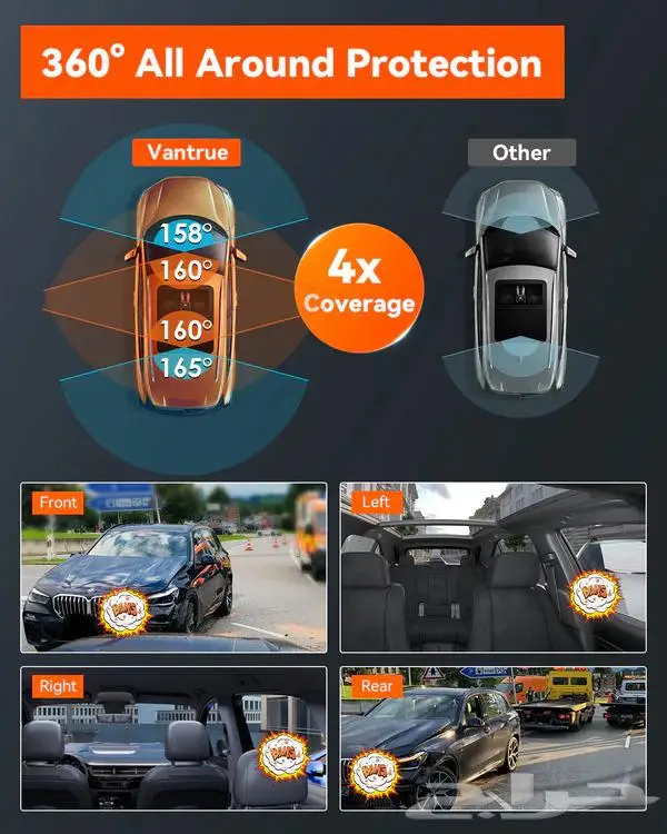 داش كام فانترو تصوير أمامي خلفي داخلي Vantrue N5 4-CH 4K 3