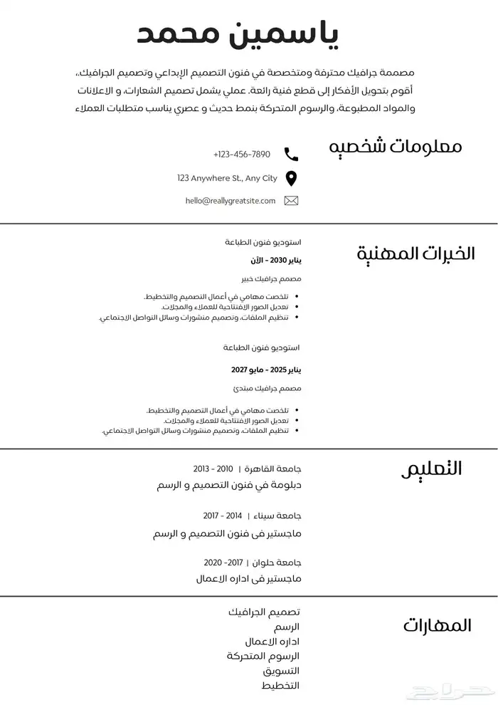 تصميم سيرة ذاتية احترافية Cv 0