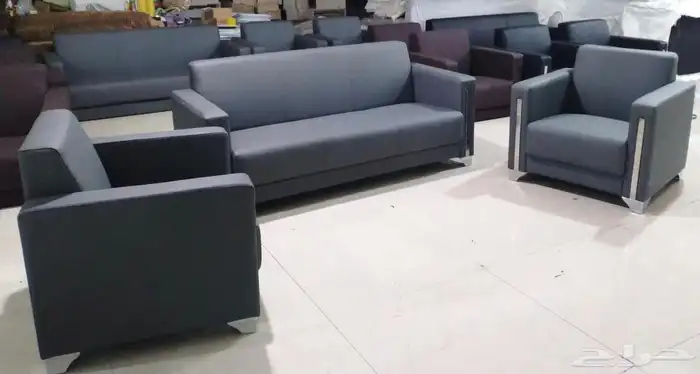 كنب مكتبي جديدة طقم كنبات وطني جلد فخم متوفر كل ألوان 3