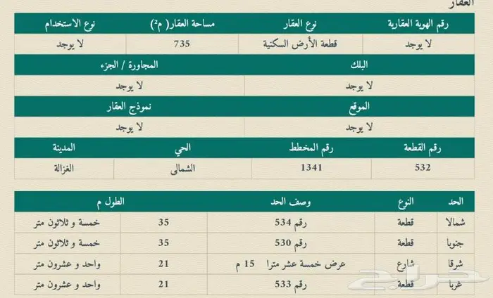 أرض بحي الشمالي بمدينة الغزاله (بحائل) 0