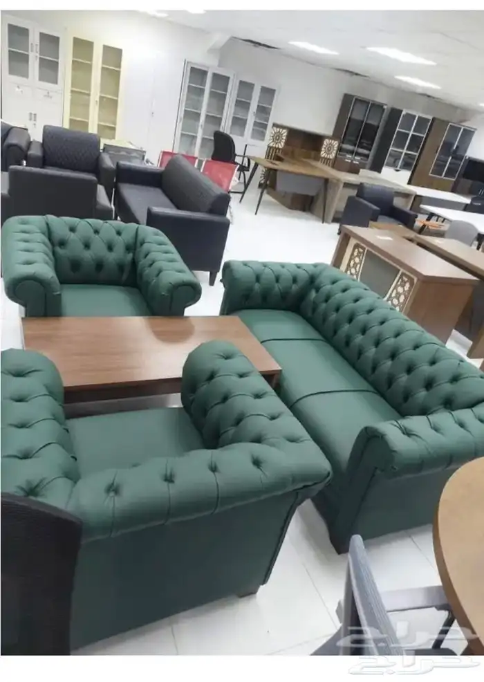 كنب مكتبي جديدة طقم كنبات وطني جلد فخم متوفر كل ألوان 4