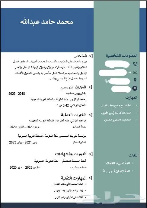 تصميم السيرة الذاتية CV Resume او نظام ATS تساعدك بالوظائف 3