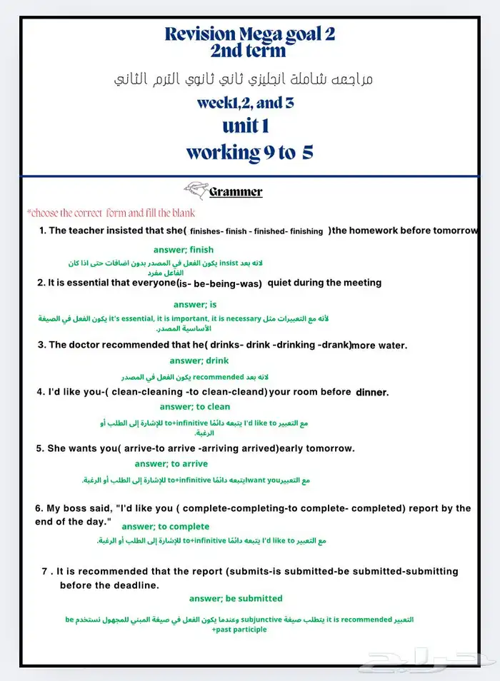 كتابة اختبارات انجليزي لكل المراحل وملخصات واوراق عمل 1