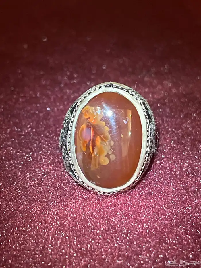 خاتم عقيق كبدي مصور 0