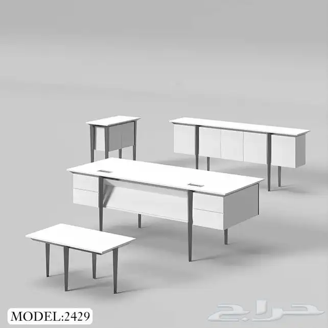 اثاث المكتبي ابيض مكتب مدير طقم فخم مودرن حديثا 5