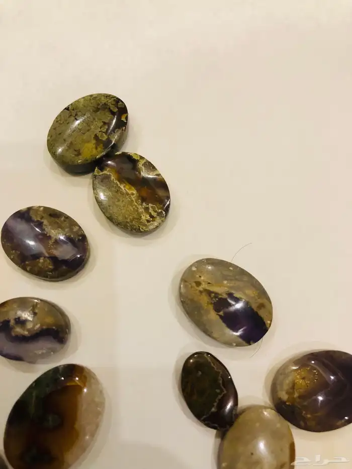 مجموعة من أحجار العقيق الخرائطي مشغولة ومصقولة فصوص 9