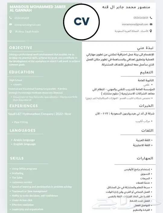 تصميم سيرة ذاتية 1