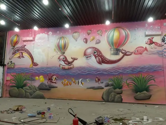 رسم روضه اطفال محلات ترفيه اطفال جدران رسم تجريدى 8