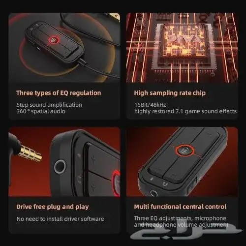 كرت صوت بمنفذ تايب سي او USB يدعم 7.1 ب3 انماط   PIVA 3